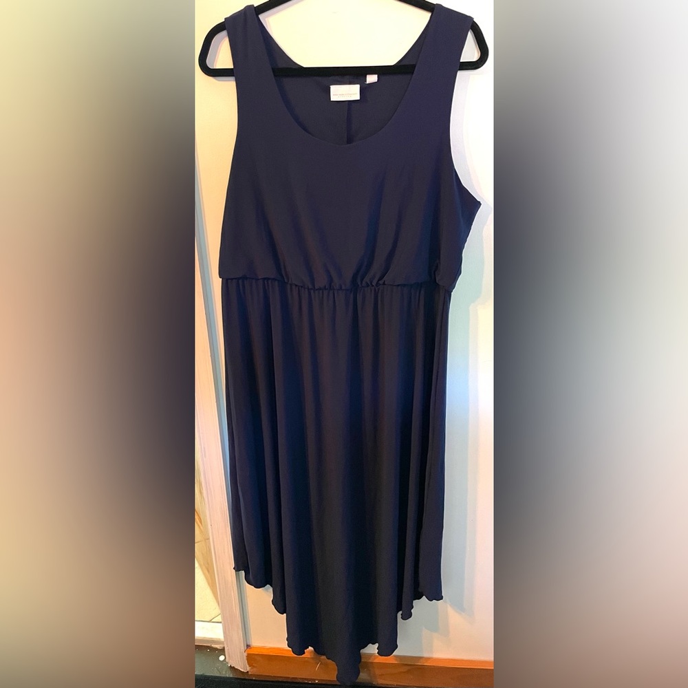 New York and Company stretchy long sleeveless dress XL navy blue